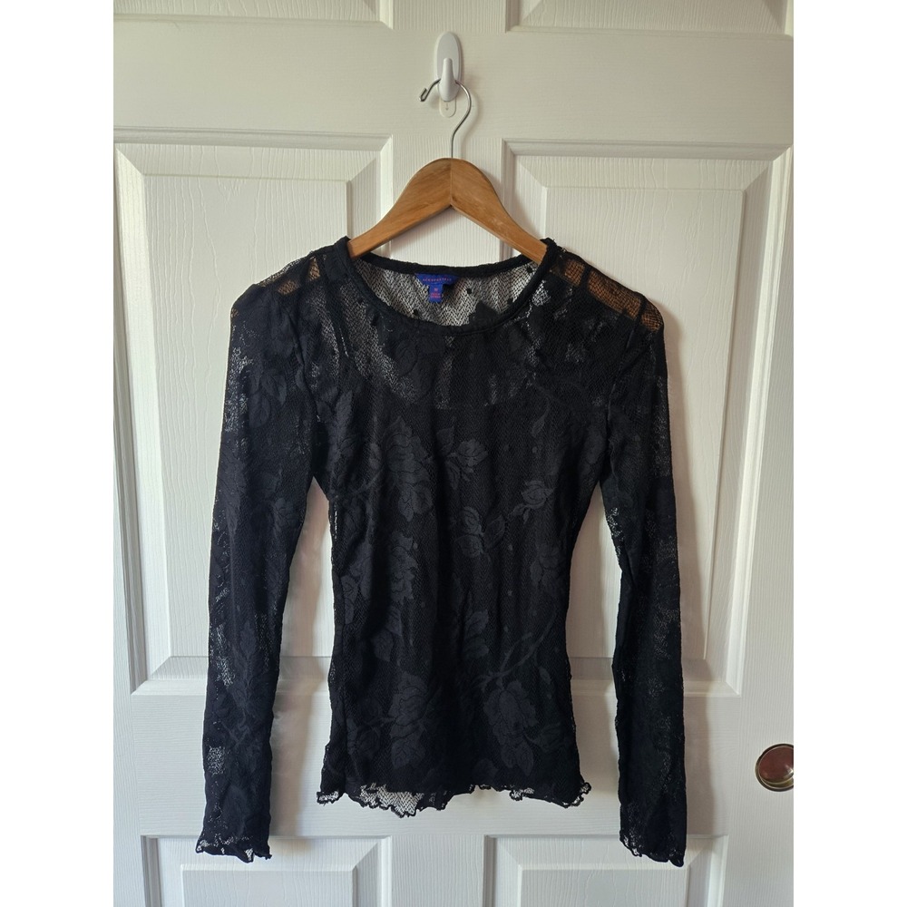 Floral Sheer Lace Top Medium Fairy Whimsy goth Festival Layering grunge Girl